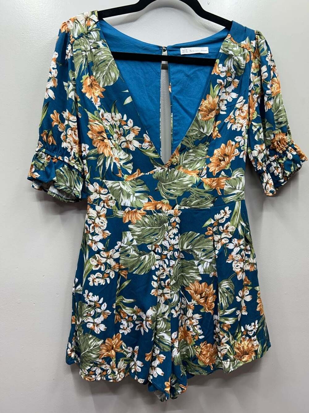 Here Comes The Sun Tropical Floral Deep V-Neck Romper